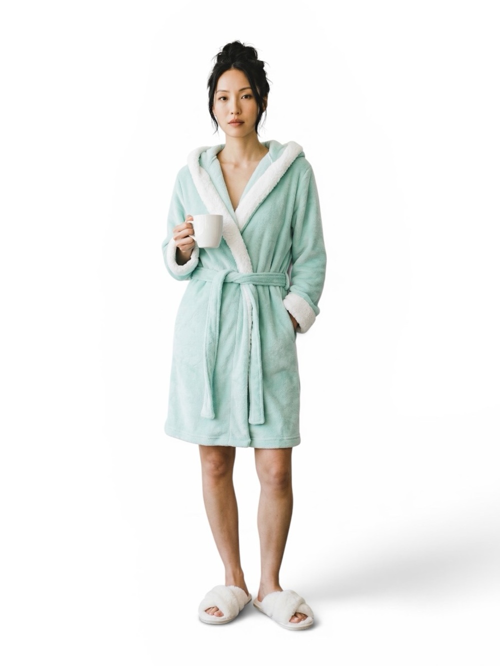 Ulta Beauty Plush Hooded Robe Womens Sz S/MSeafoam Green